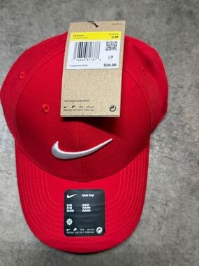 Nike Unisex Red Baseball Cap with White Swoosh